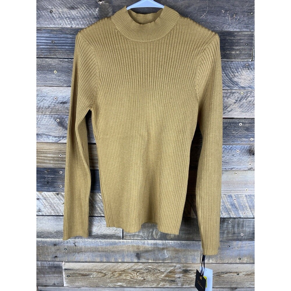 Takara Womens Sz XL Mustard Yellow Ribbed Long Sleeve Sweater